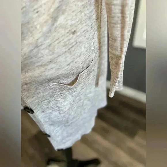 Aerie Long Cardigan Button Front Womens Size Medium Oatmeal Cozy Cotton Pockets - Picture 4 of 7